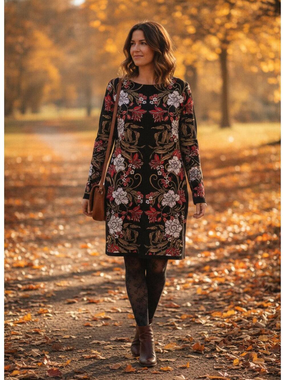 Boston Proper Bell Sleeve  Beautiful Floral Sweater Dress XL